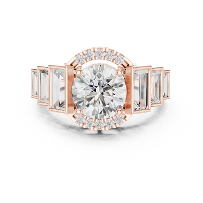Round Side Stone Lab Grown Diamond Ring