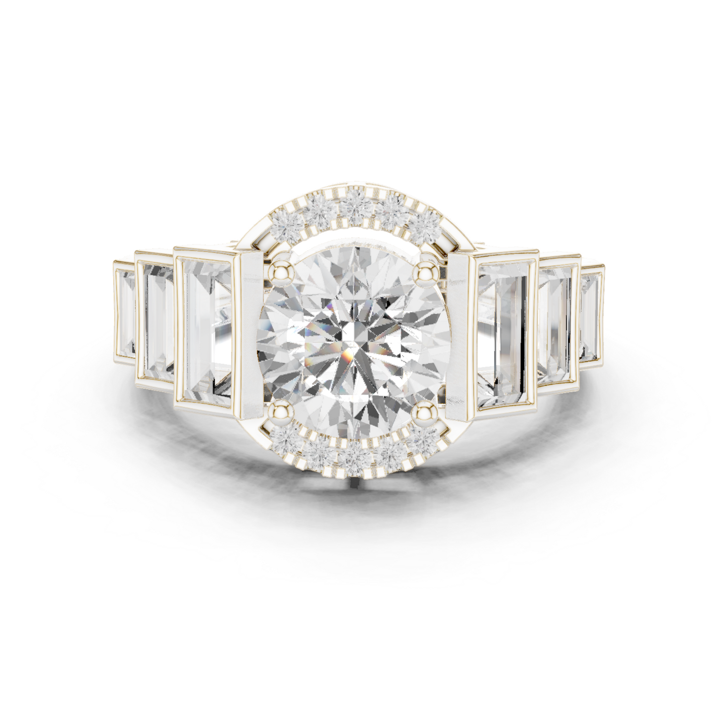 Round Side Stone Lab Grown Diamond Ring