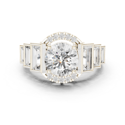 Round Side Stone Lab Grown Diamond Ring
