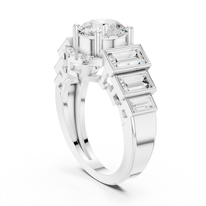 Round Side Stone Lab Grown Diamond Ring