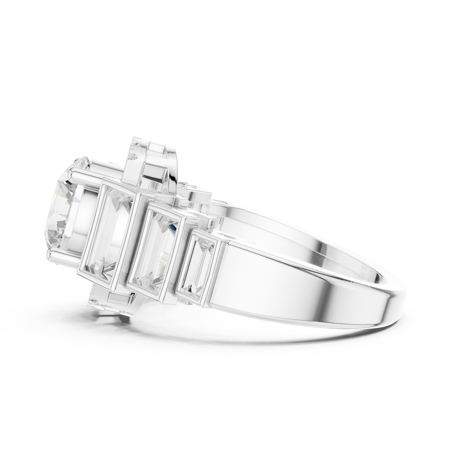 Round Side Stone Lab Grown Diamond Ring
