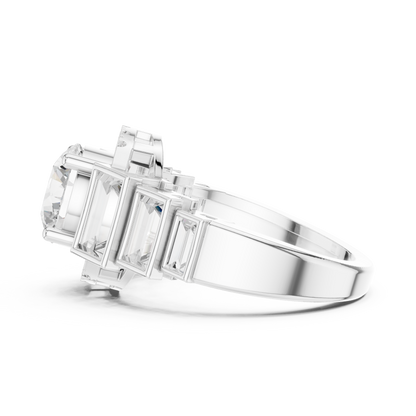 Round Side Stone Lab Grown Diamond Ring