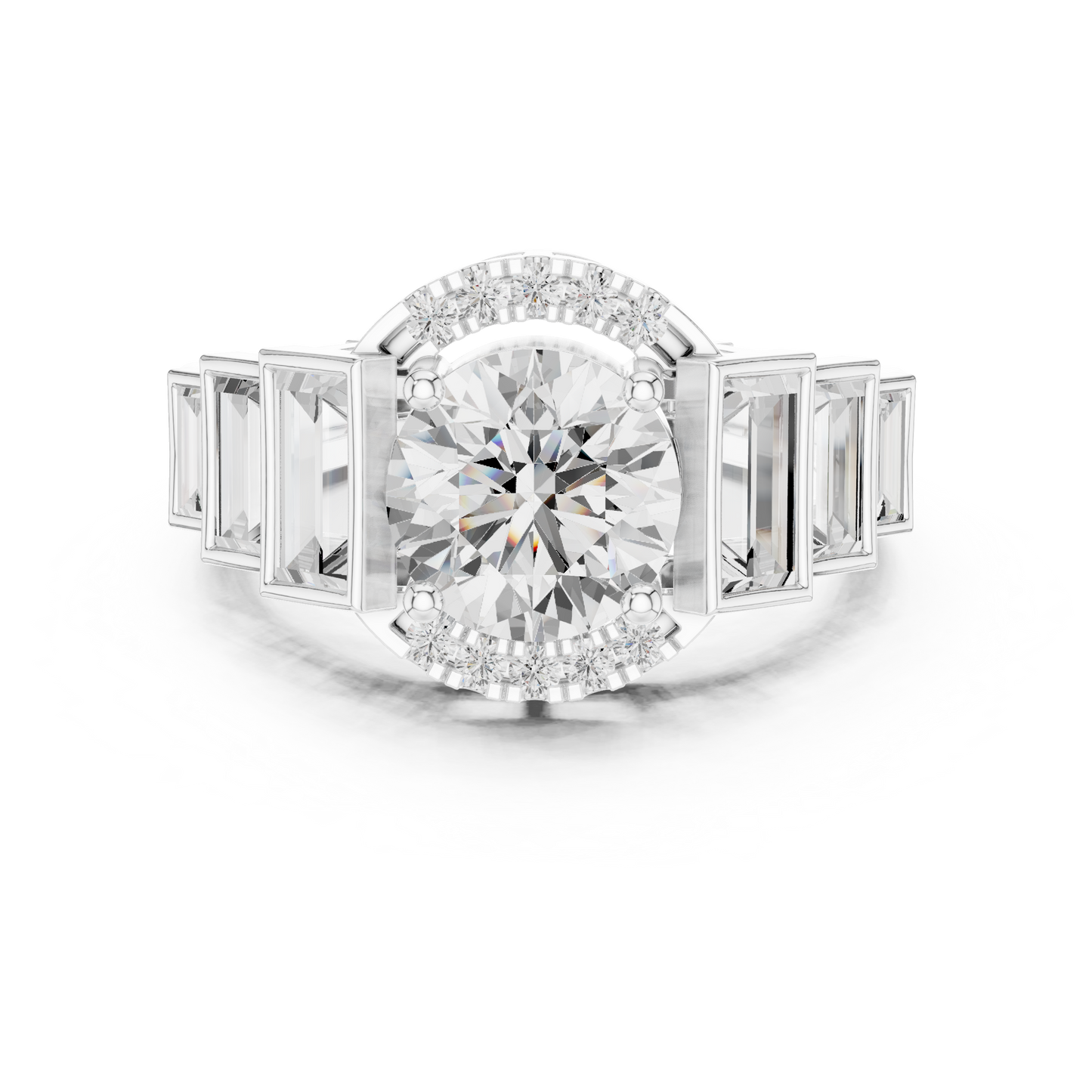 Round Side Stone Lab Grown Diamond Ring