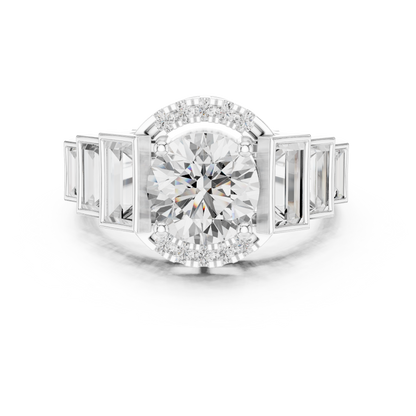 Round Side Stone Lab Grown Diamond Ring