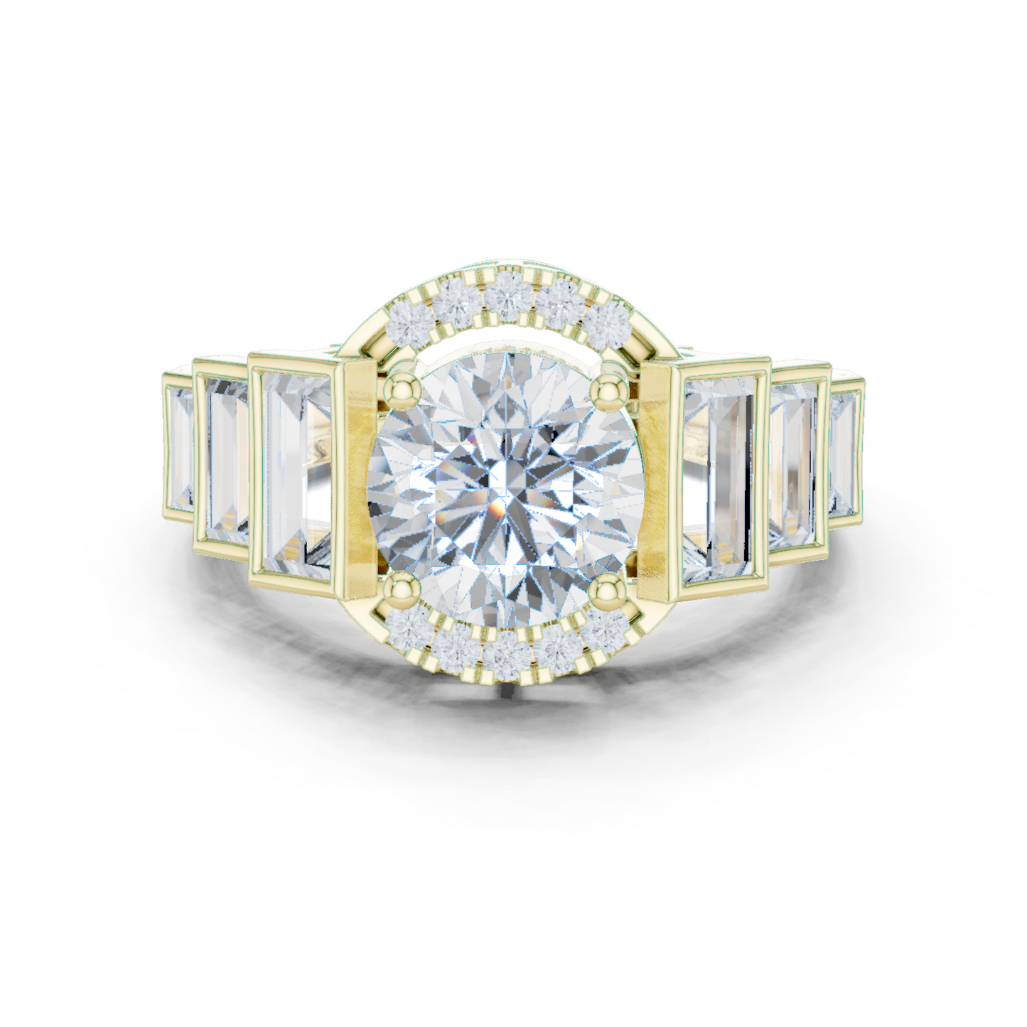 Round Side Stone Lab Grown Diamond Ring