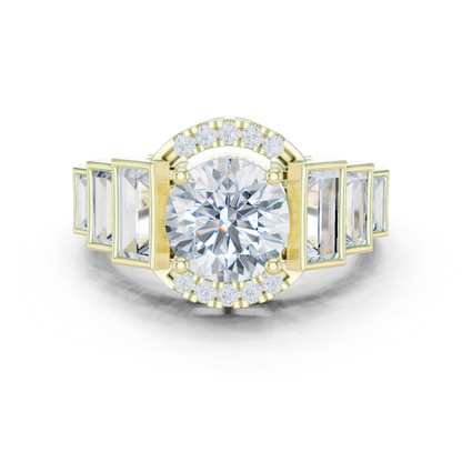 Round Side Stone Lab Grown Diamond Ring