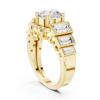 Round Side Stone Lab Grown Diamond Ring