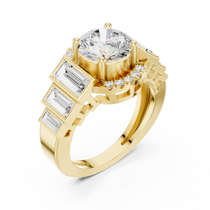 Round Side Stone Lab Grown Diamond Ring