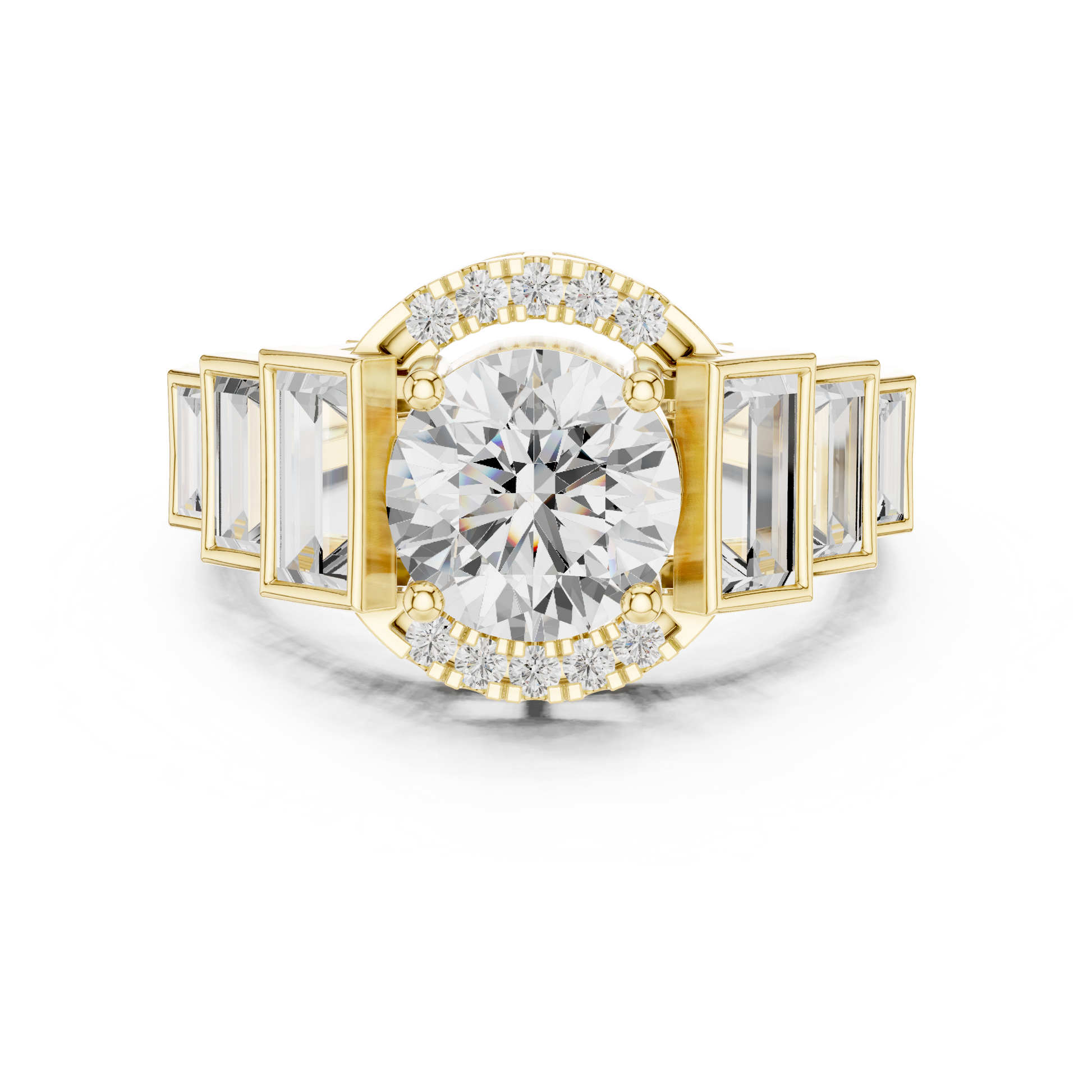 Round Side Stone Lab Grown Diamond Ring