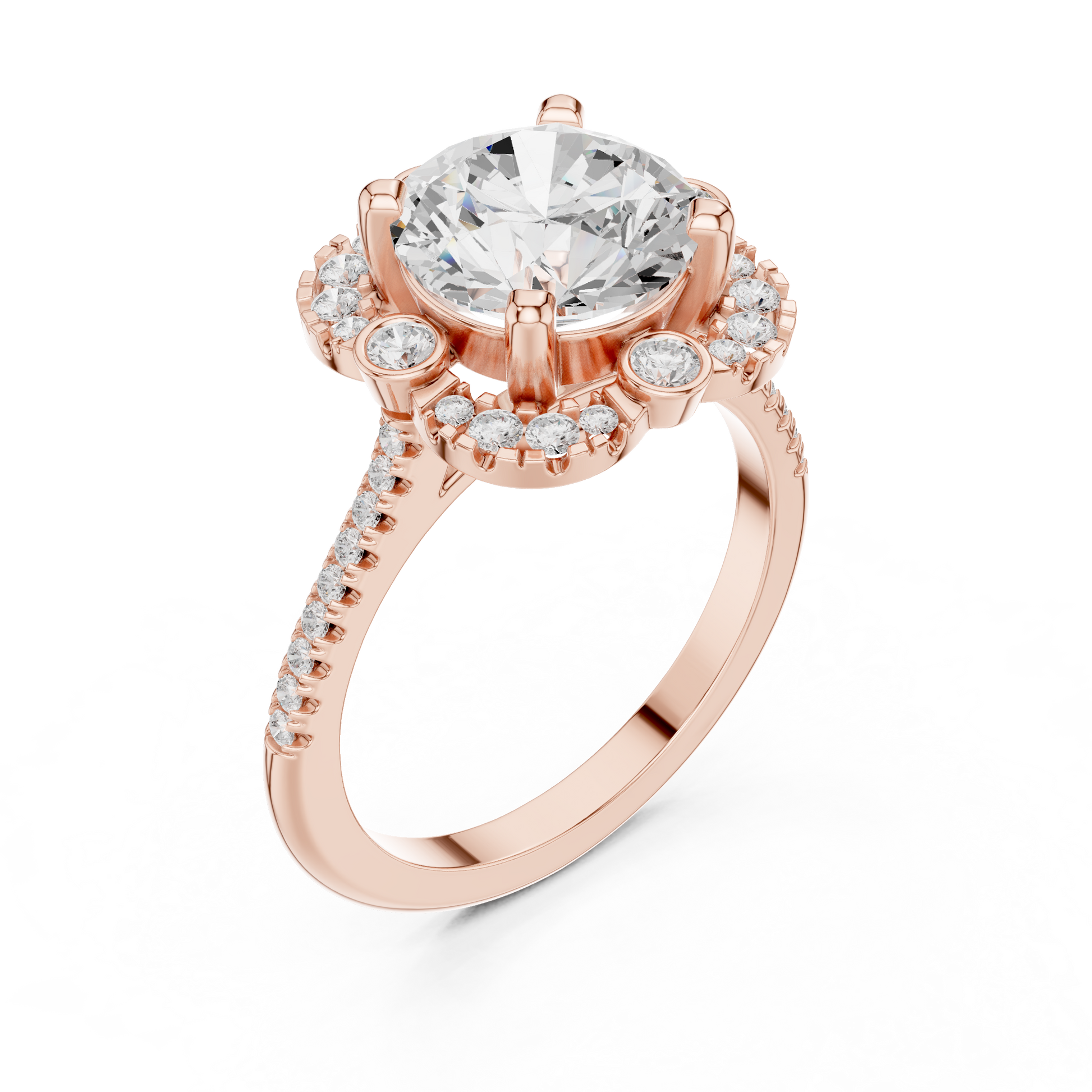 Round Halo Lab Grown Diamond Ring