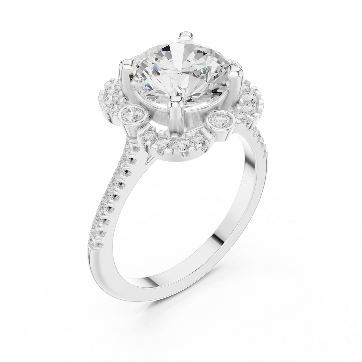 Round Halo Lab Grown Diamond Ring