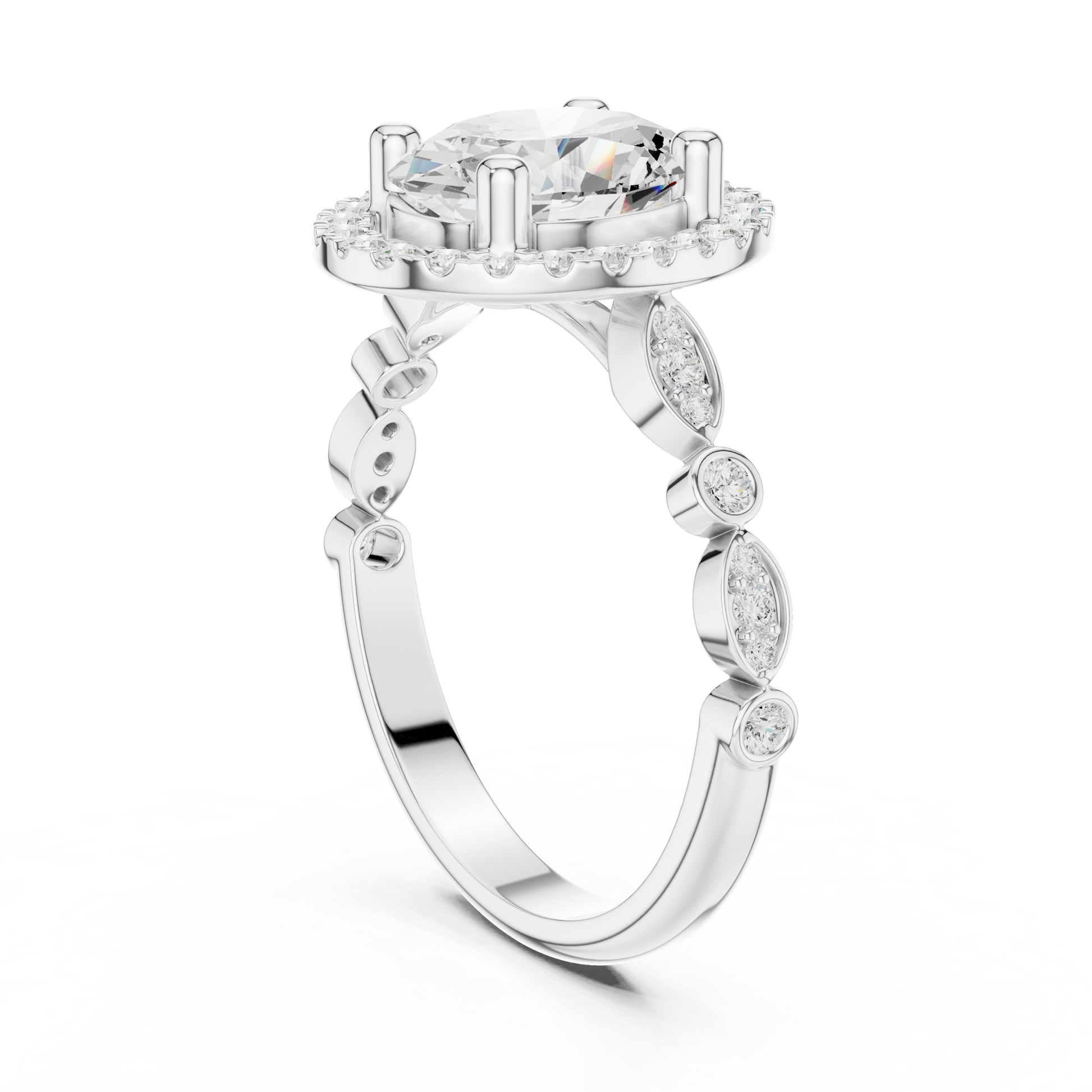 Mixed Shape Lab Grown Diamond Halo Ring