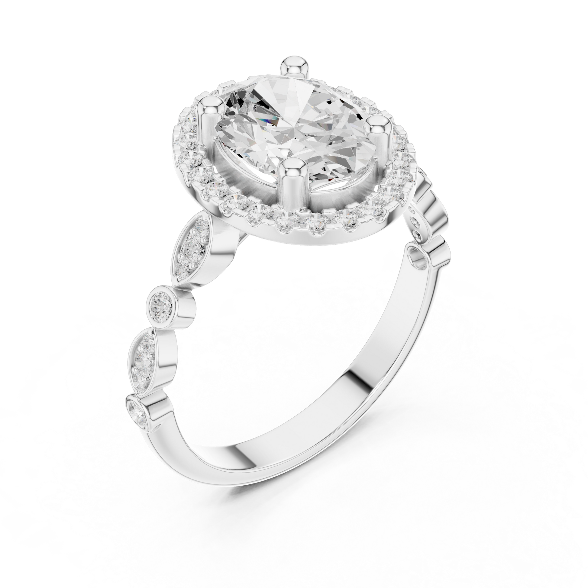 Mixed Shape Lab Grown Diamond Halo Ring