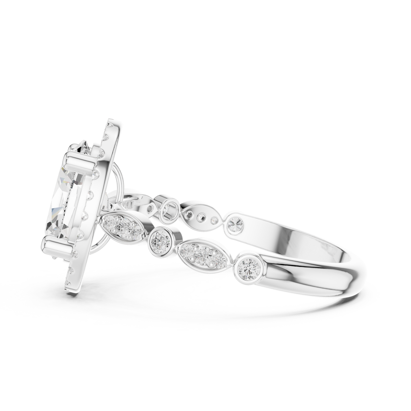Mixed Shape Lab Grown Diamond Halo Ring