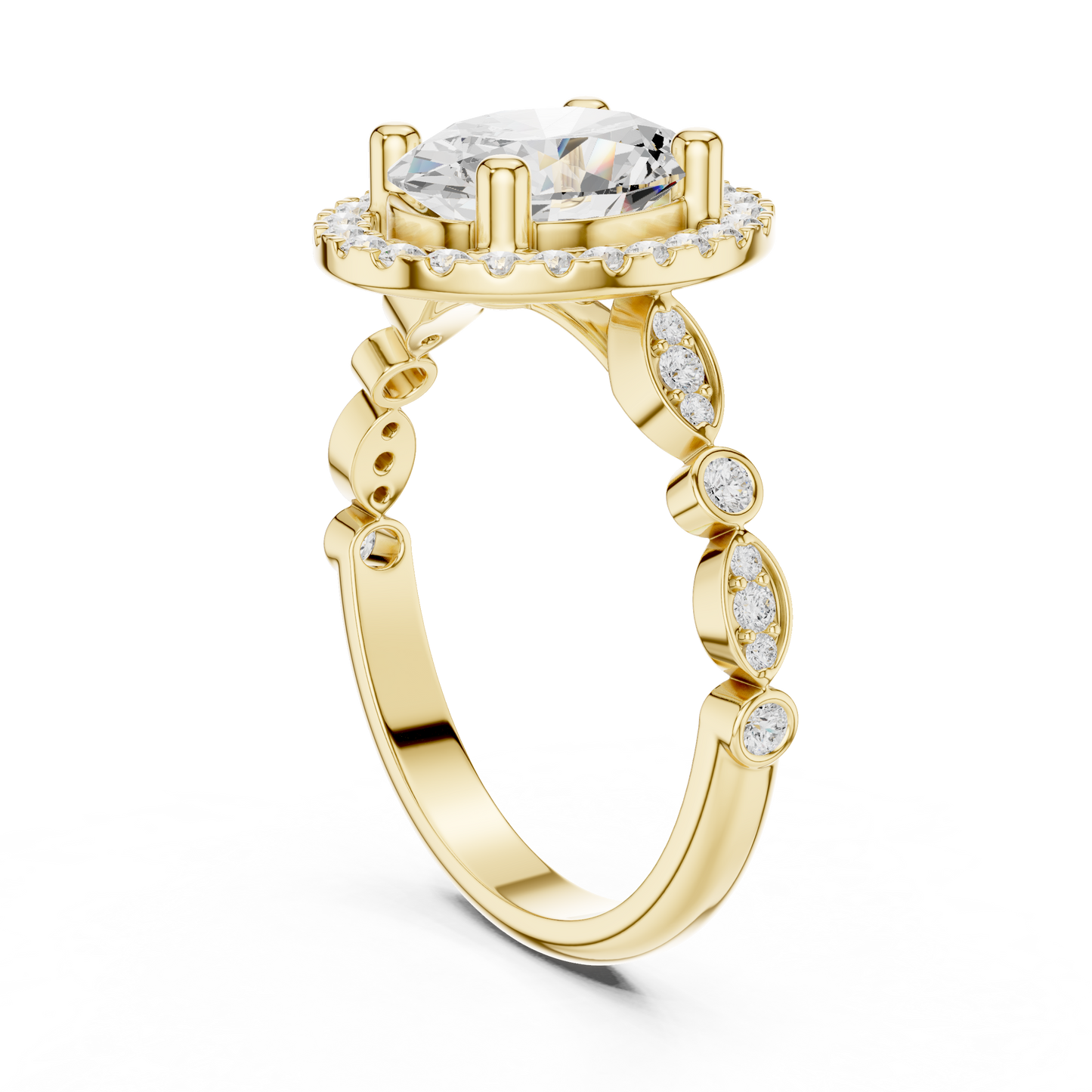 Mixed Shape Lab Grown Diamond Halo Ring