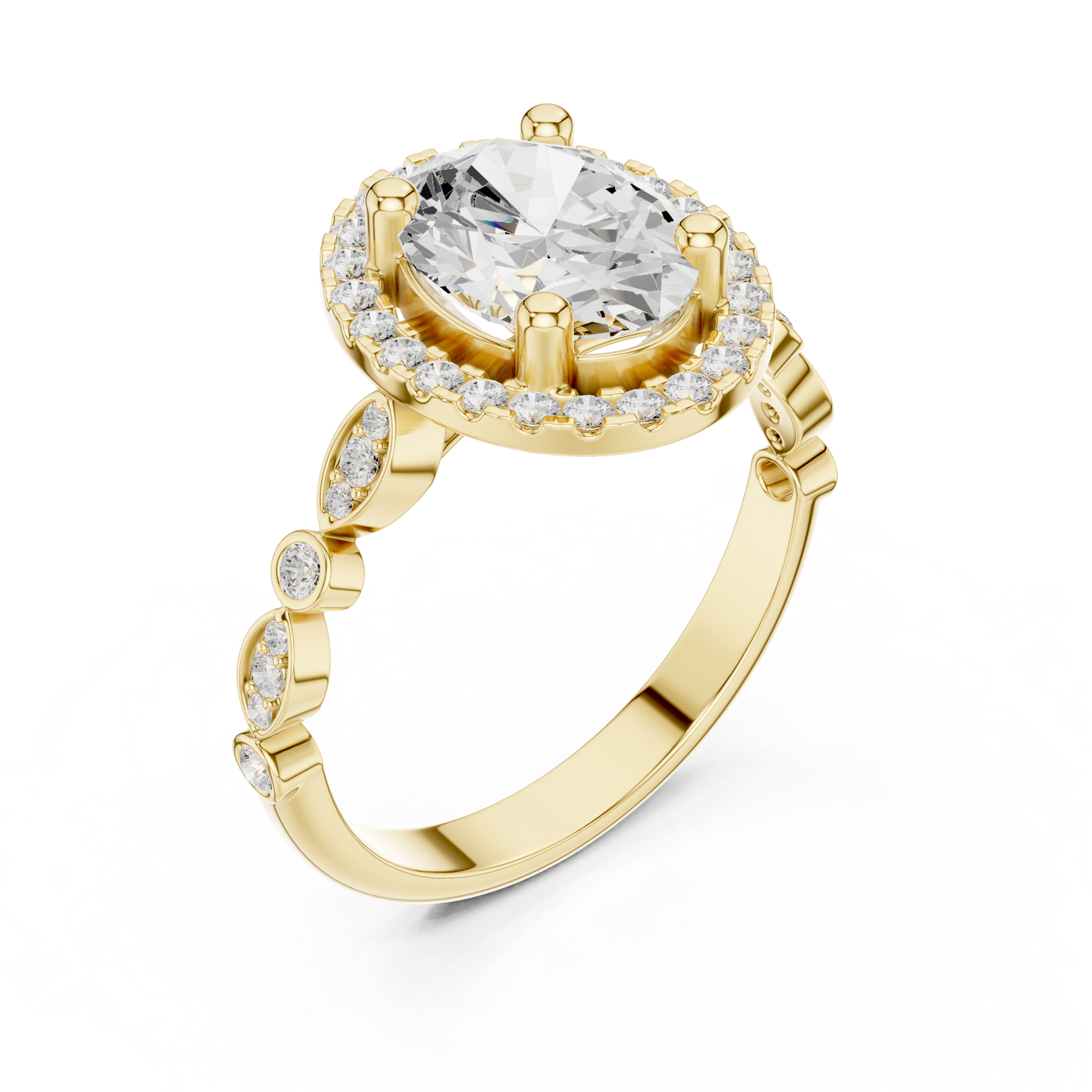 Mixed Shape Lab Grown Diamond Halo Ring