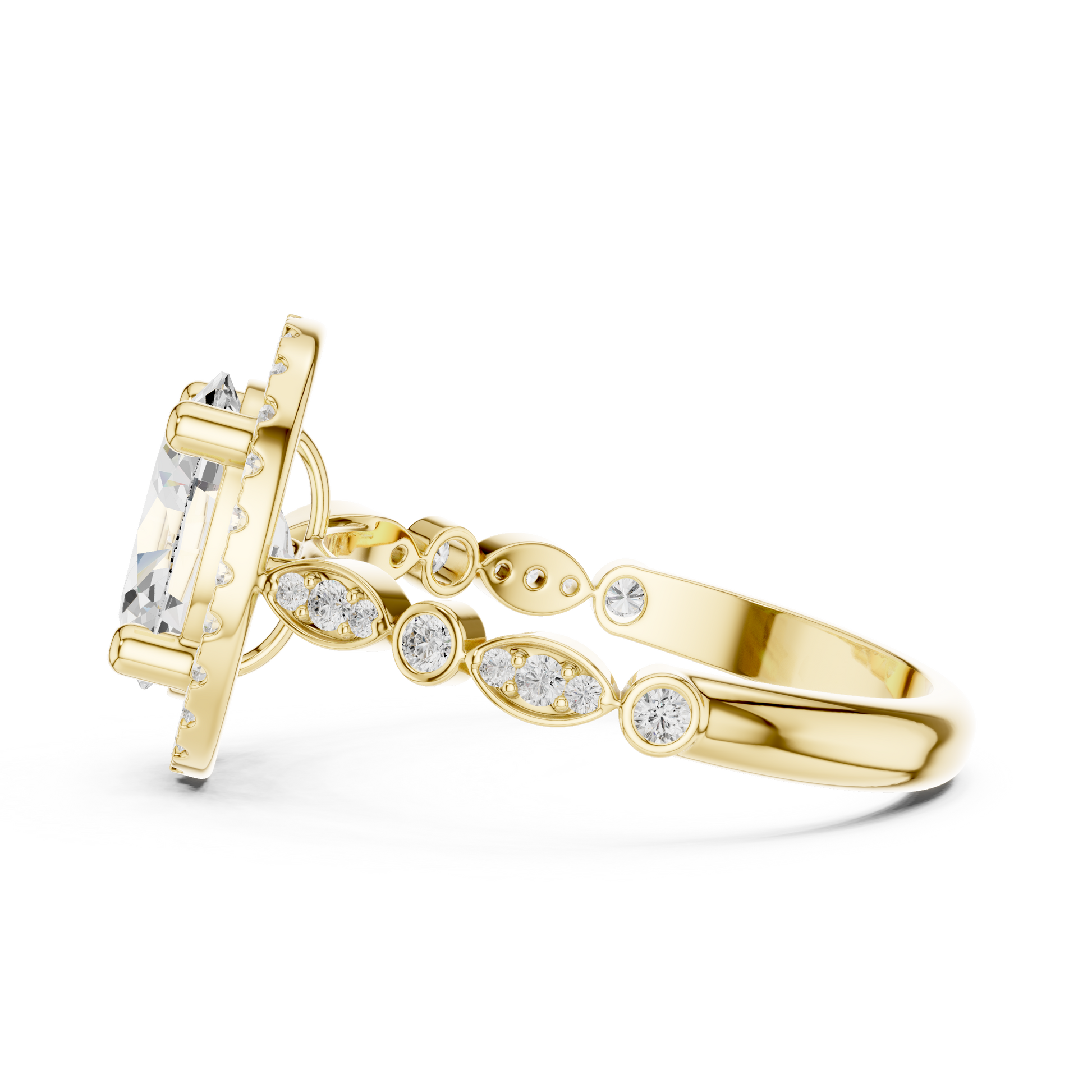Mixed Shape Lab Grown Diamond Halo Ring
