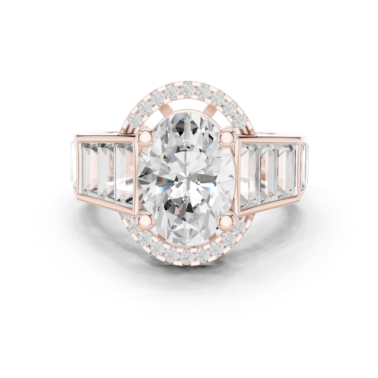 Round Side Stone Lab Grown Diamond Ring