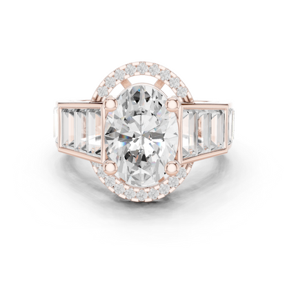 Round Side Stone Lab Grown Diamond Ring