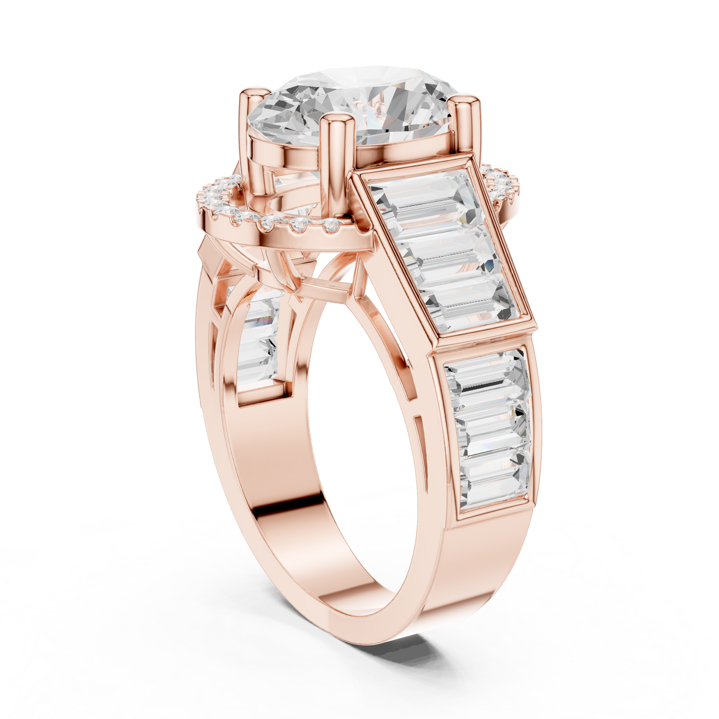 Round Side Stone Lab Grown Diamond Ring