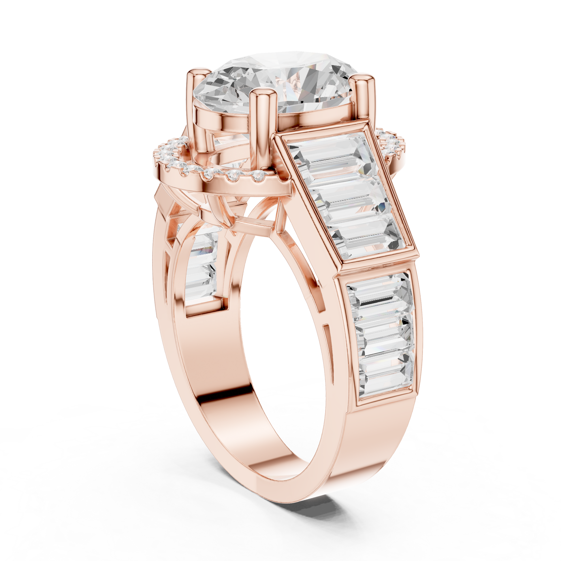 Round Side Stone Lab Grown Diamond Ring