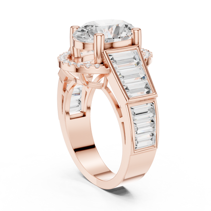 Round Side Stone Lab Grown Diamond Ring