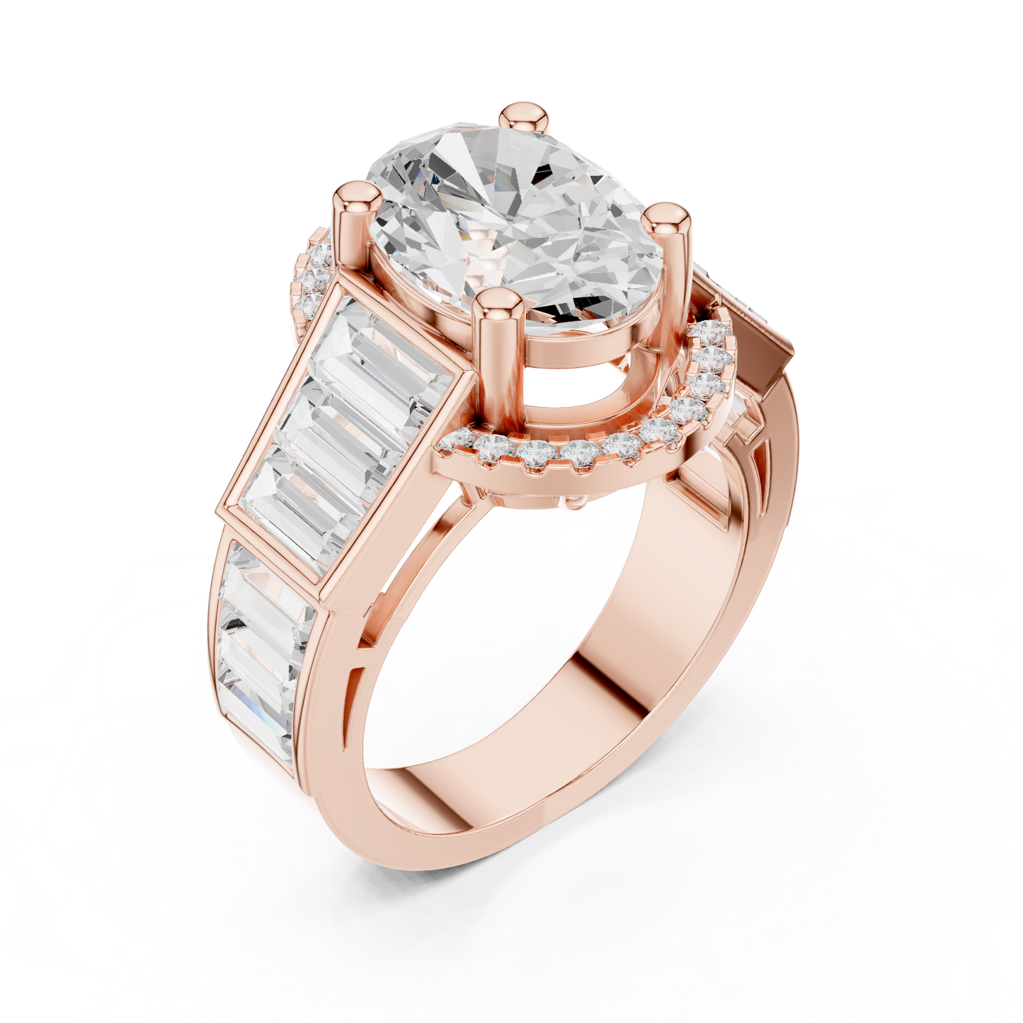 Round Side Stone Lab Grown Diamond Ring