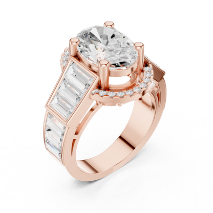 Round Side Stone Lab Grown Diamond Ring