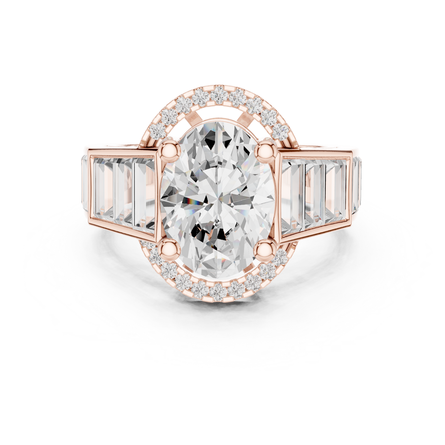 Round Side Stone Lab Grown Diamond Ring