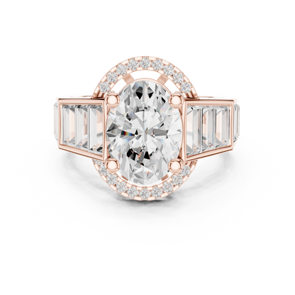 Round Side Stone Lab Grown Diamond Ring