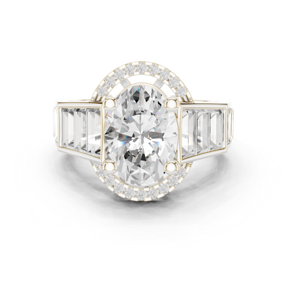 Round Side Stone Lab Grown Diamond Ring