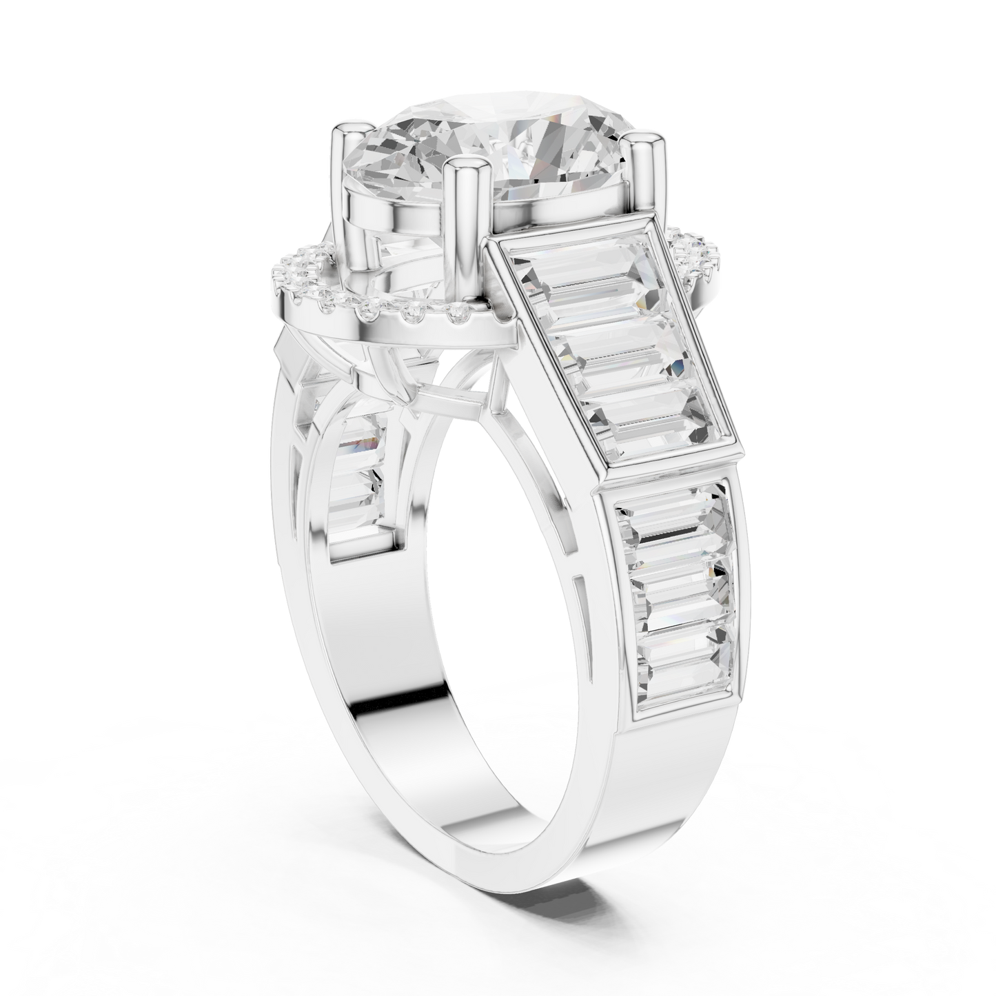 Round Side Stone Lab Grown Diamond Ring