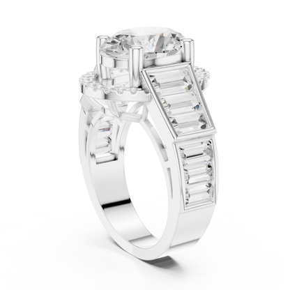 Round Side Stone Lab Grown Diamond Ring