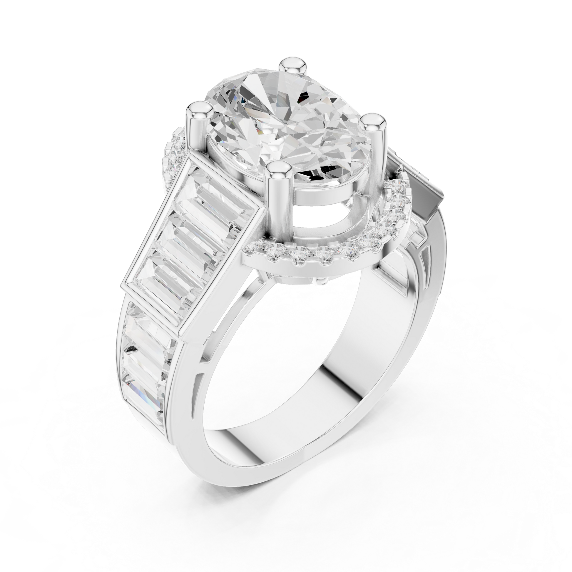 Round Side Stone Lab Grown Diamond Ring