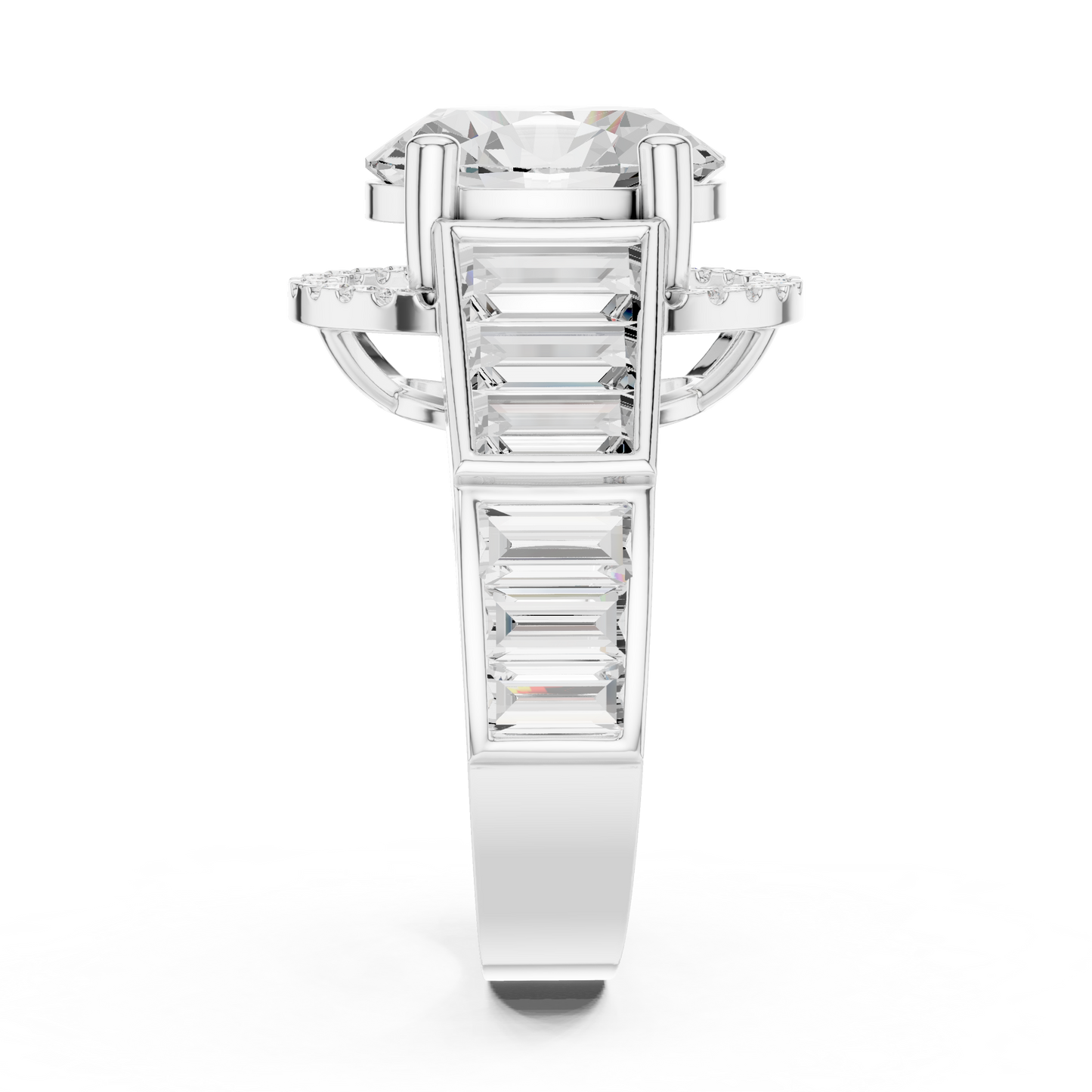 Round Side Stone Lab Grown Diamond Ring