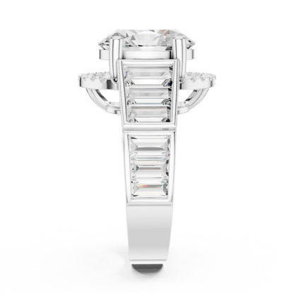 Round Side Stone Lab Grown Diamond Ring