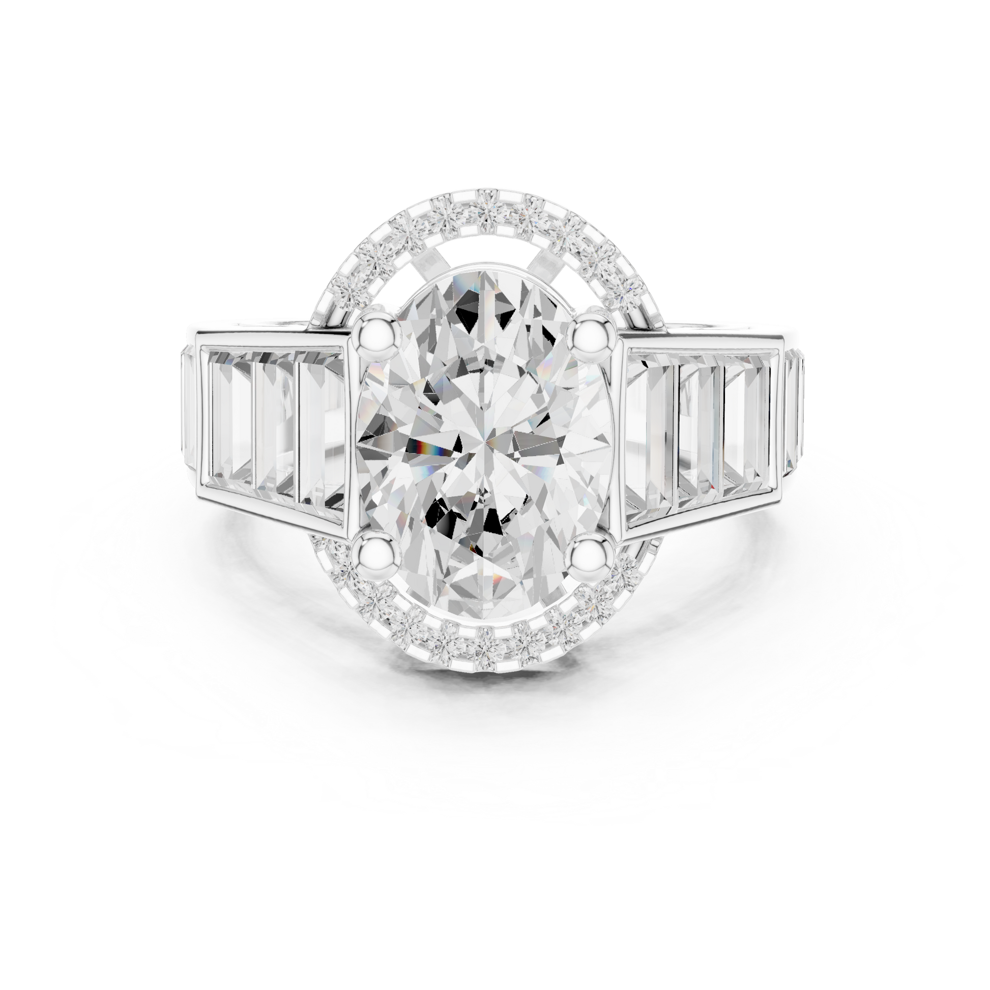 Round Side Stone Lab Grown Diamond Ring