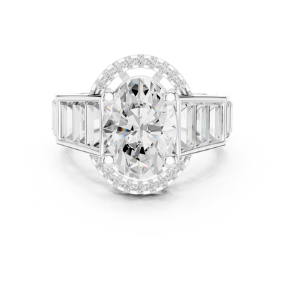 Round Side Stone Lab Grown Diamond Ring