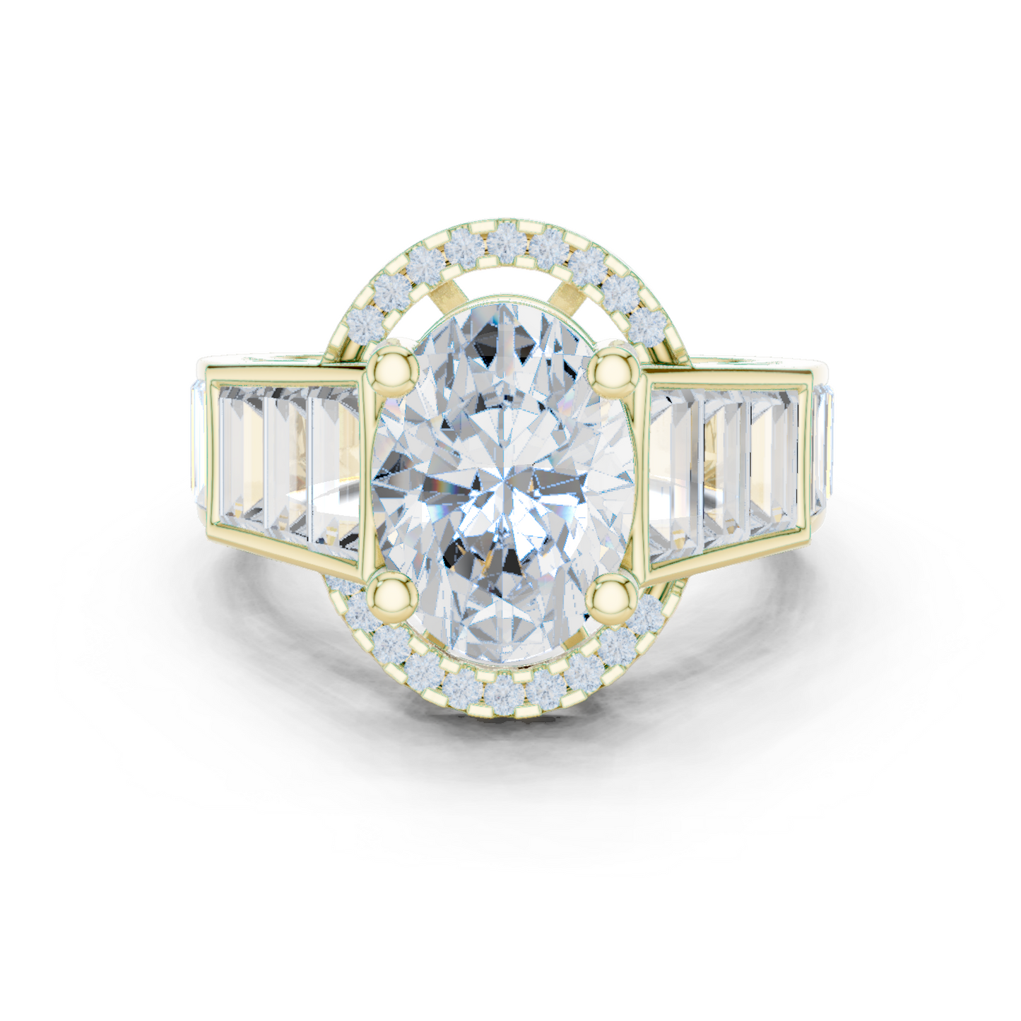Round Side Stone Lab Grown Diamond Ring