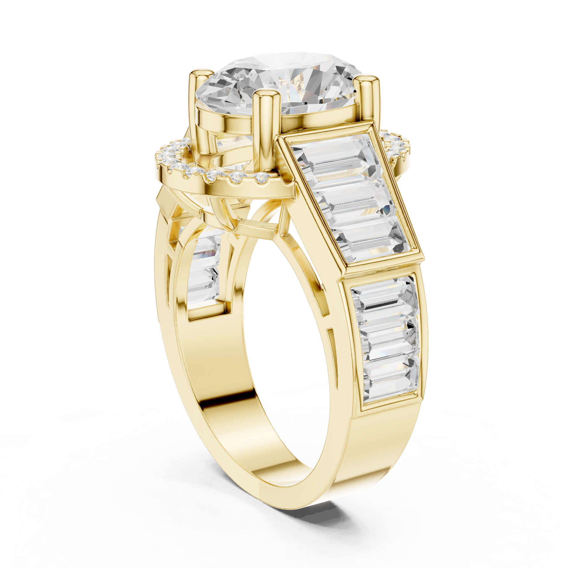 Round Side Stone Lab Grown Diamond Ring