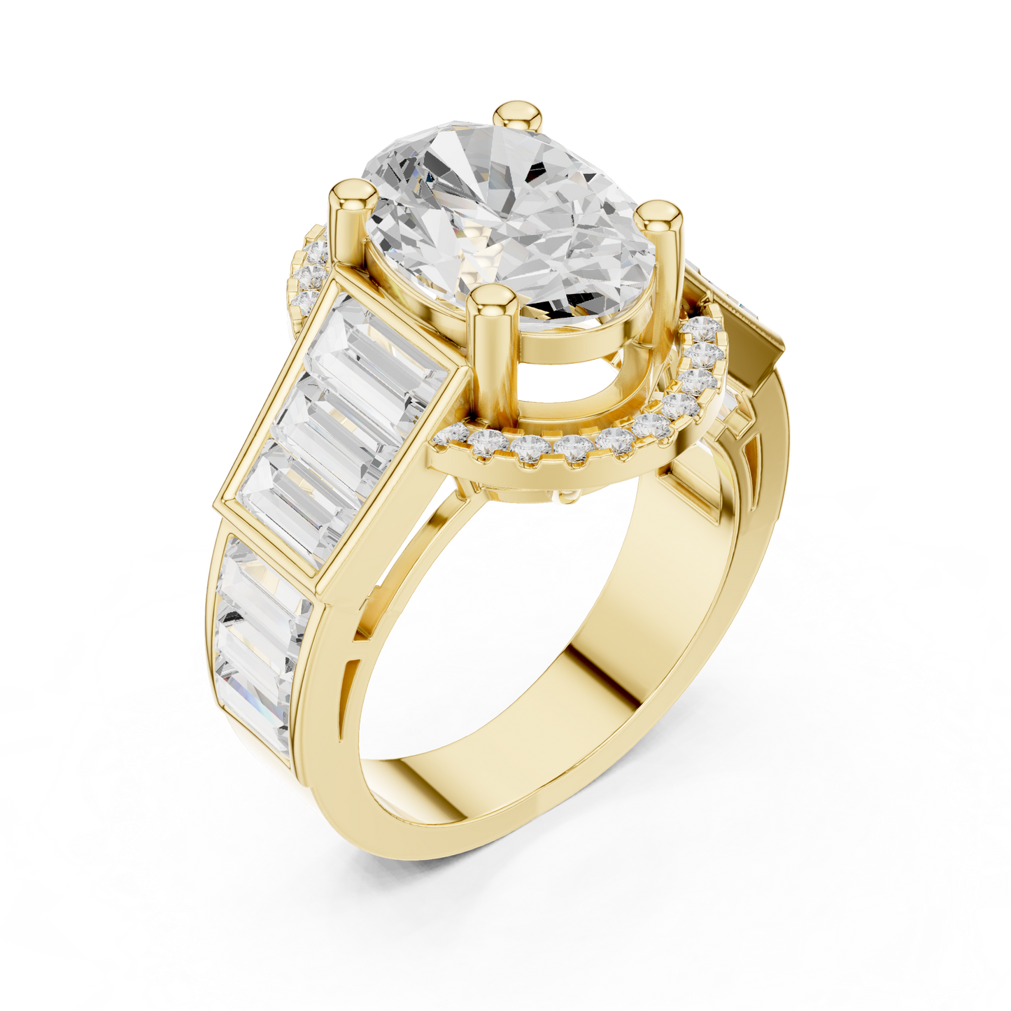 Round Side Stone Lab Grown Diamond Ring