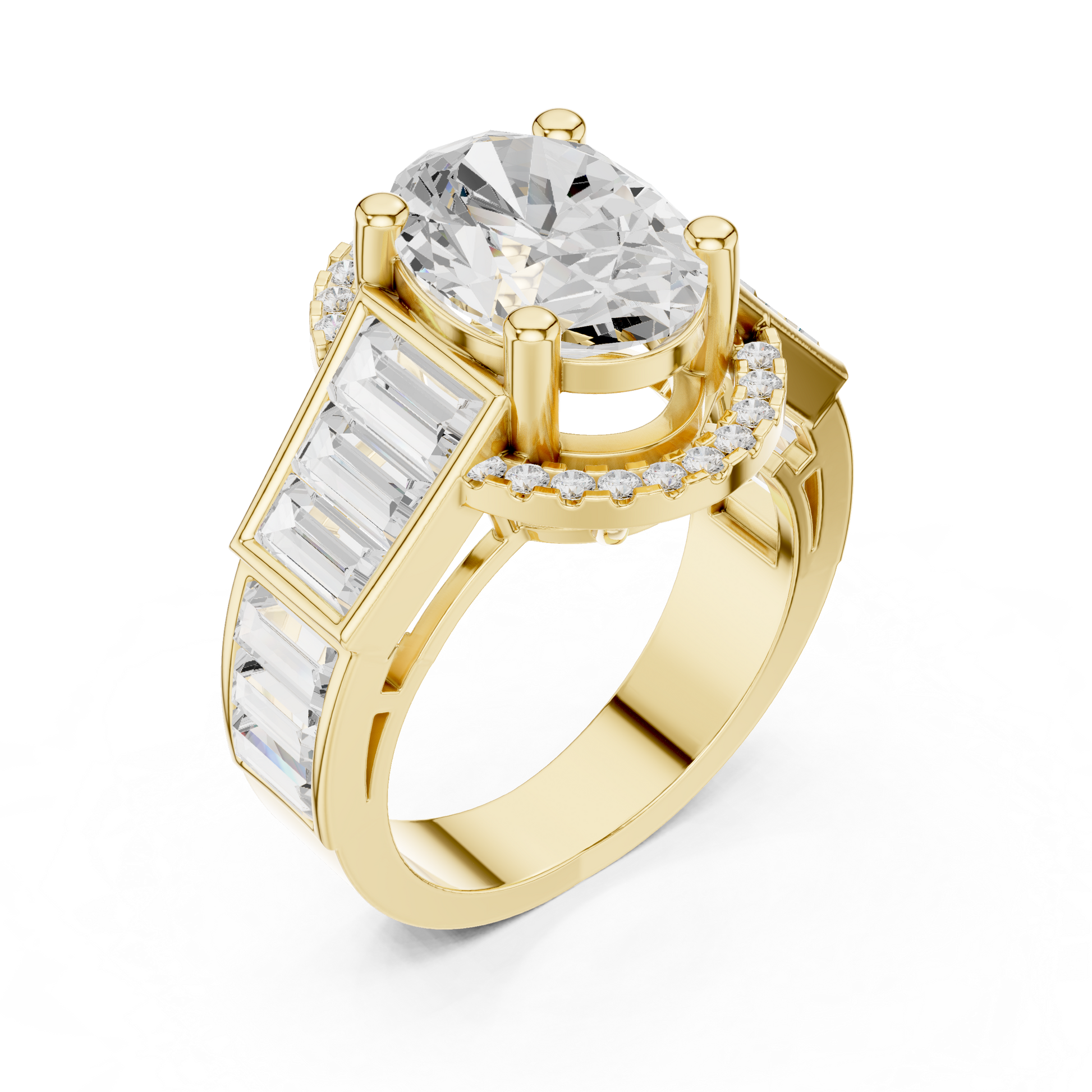 Round Side Stone Lab Grown Diamond Ring