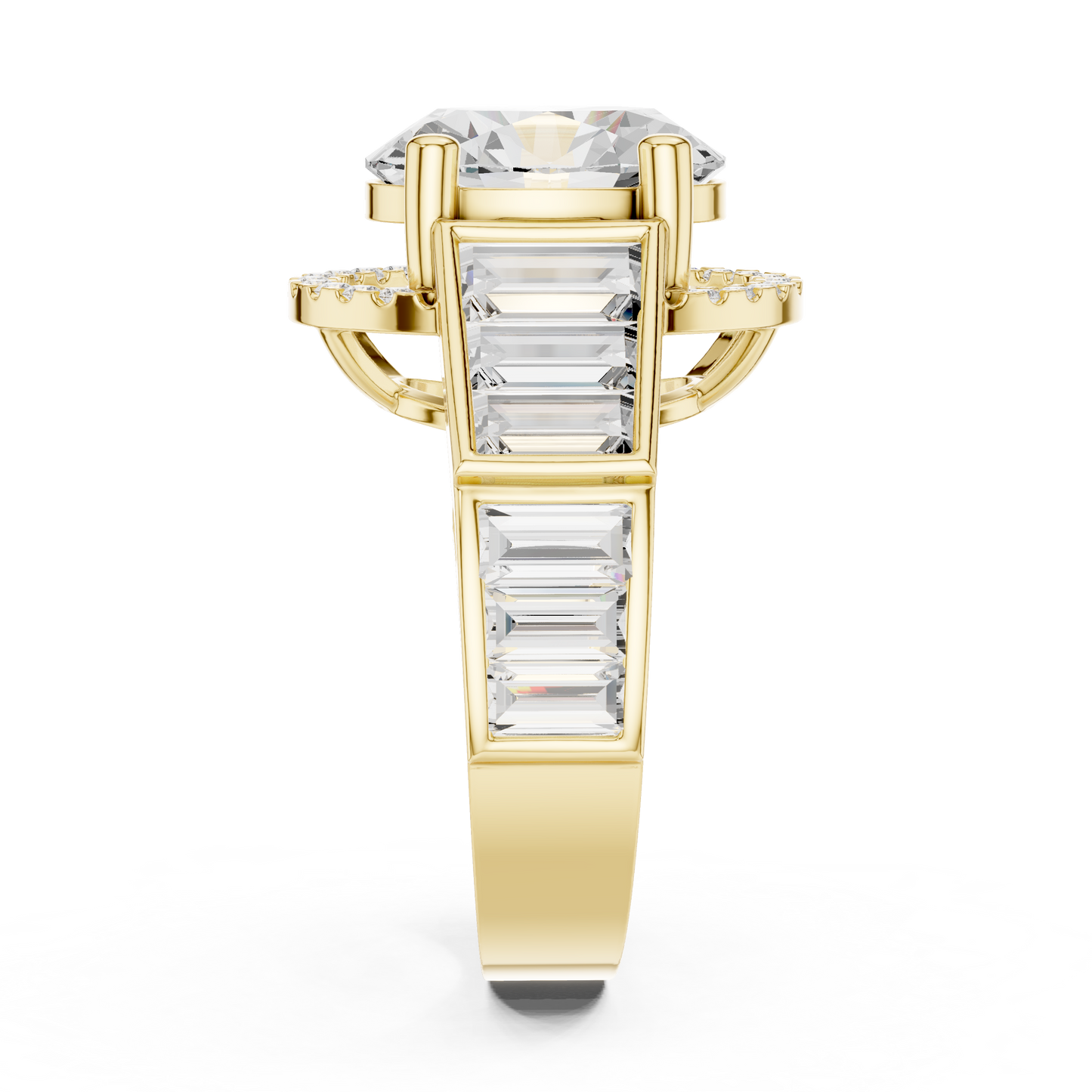 Round Side Stone Lab Grown Diamond Ring