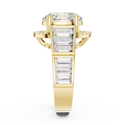 Round Side Stone Lab Grown Diamond Ring