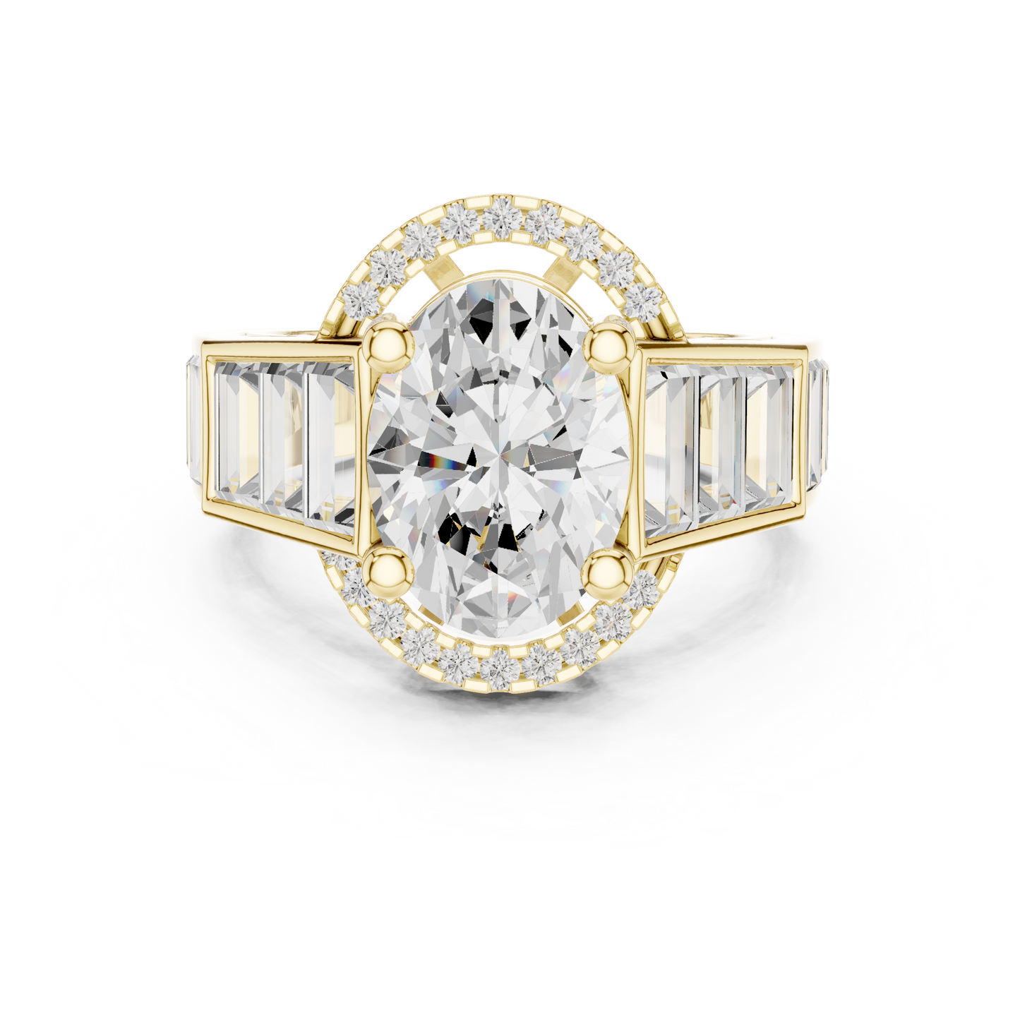 Round Side Stone Lab Grown Diamond Ring