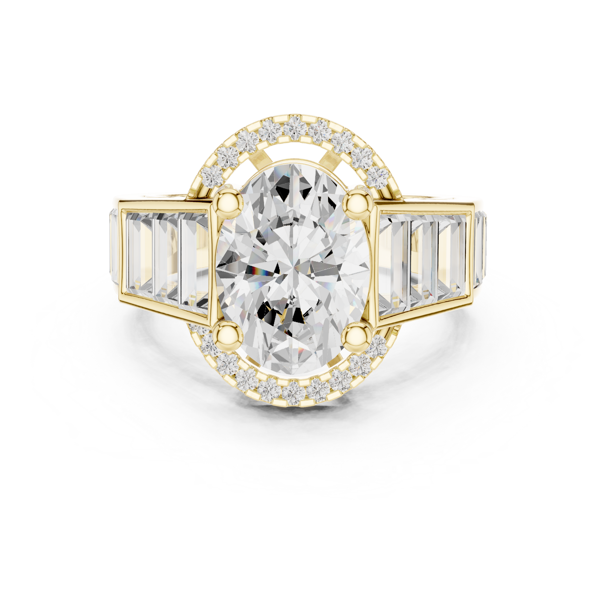 Round Side Stone Lab Grown Diamond Ring
