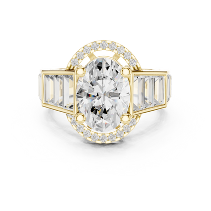 Round Side Stone Lab Grown Diamond Ring