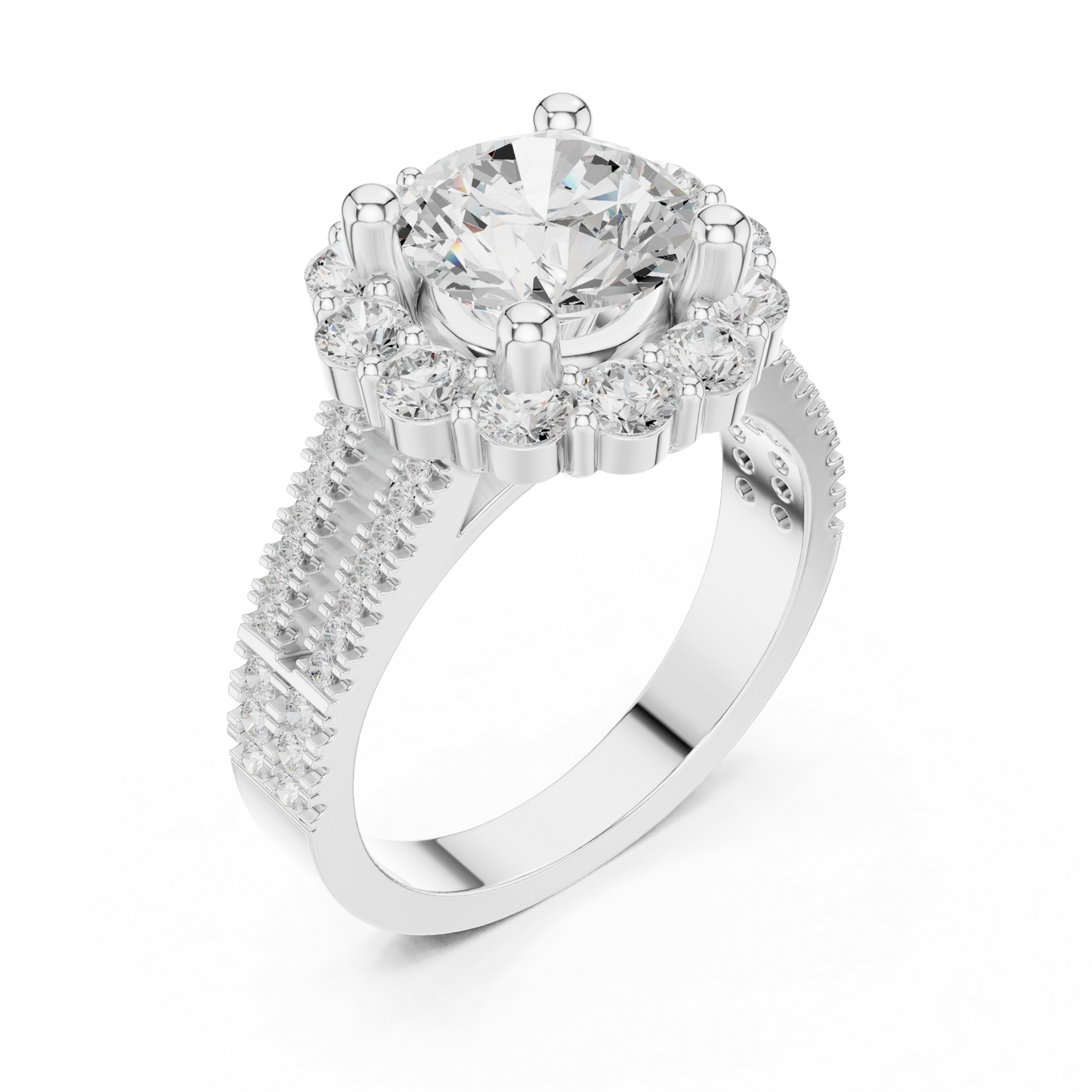 Round Halo Lab Grown Diamond Ring