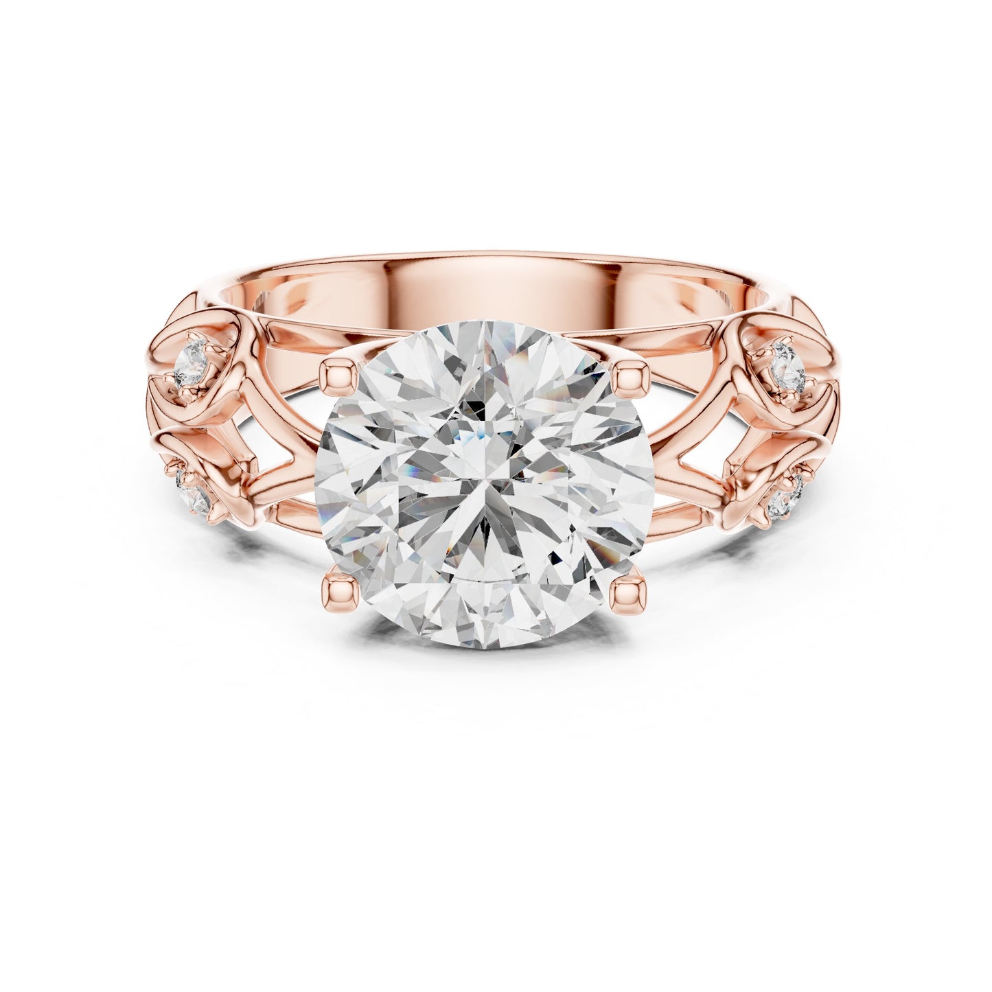 Round Side Stone Lab Grown Diamond Ring