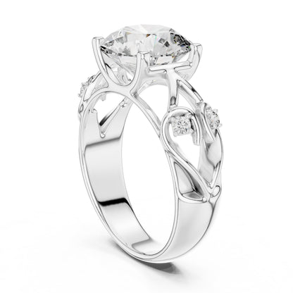 Round Side Stone Lab Grown Diamond Ring